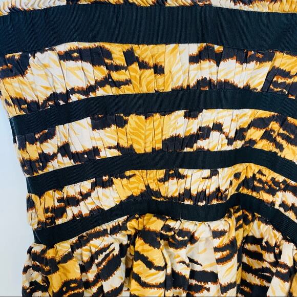 DG DOLCE GABBANA Gold Black Animal Print Corset Peplum Tank Top Blouse Shirt 40 - Picture 6 of 11